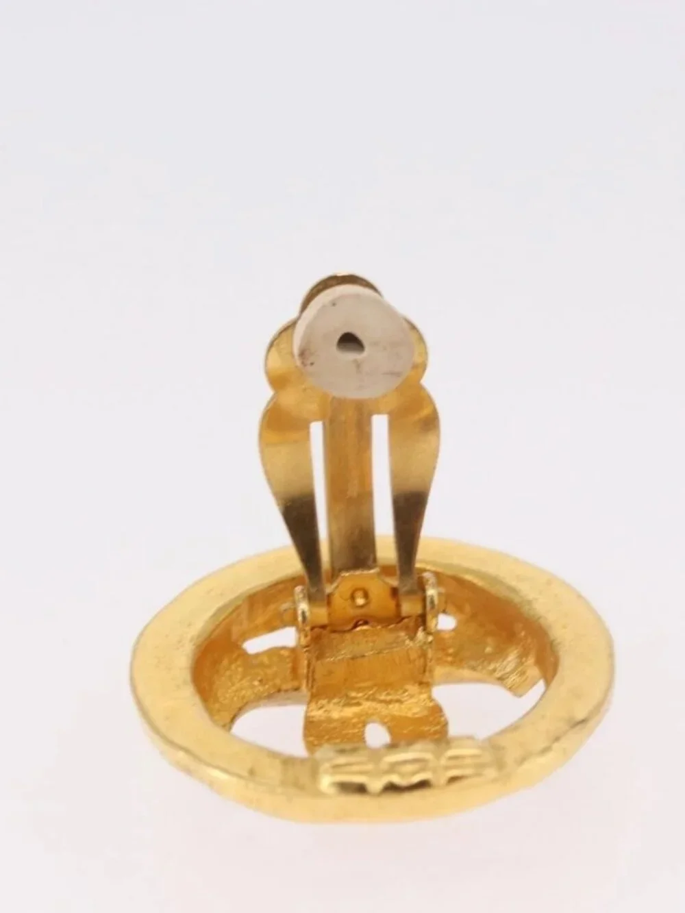 CHANEL COCO Mark Earring Metal Gold Tone CC Auth 187301M